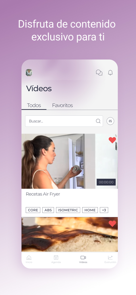 Tu Nutri Club - Tu Nutri Club app interface showing exclusive nutrition and exercise videos