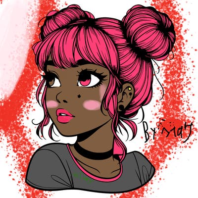 realistic girl with spacebuns