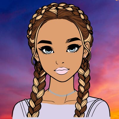 realistic girl with braids