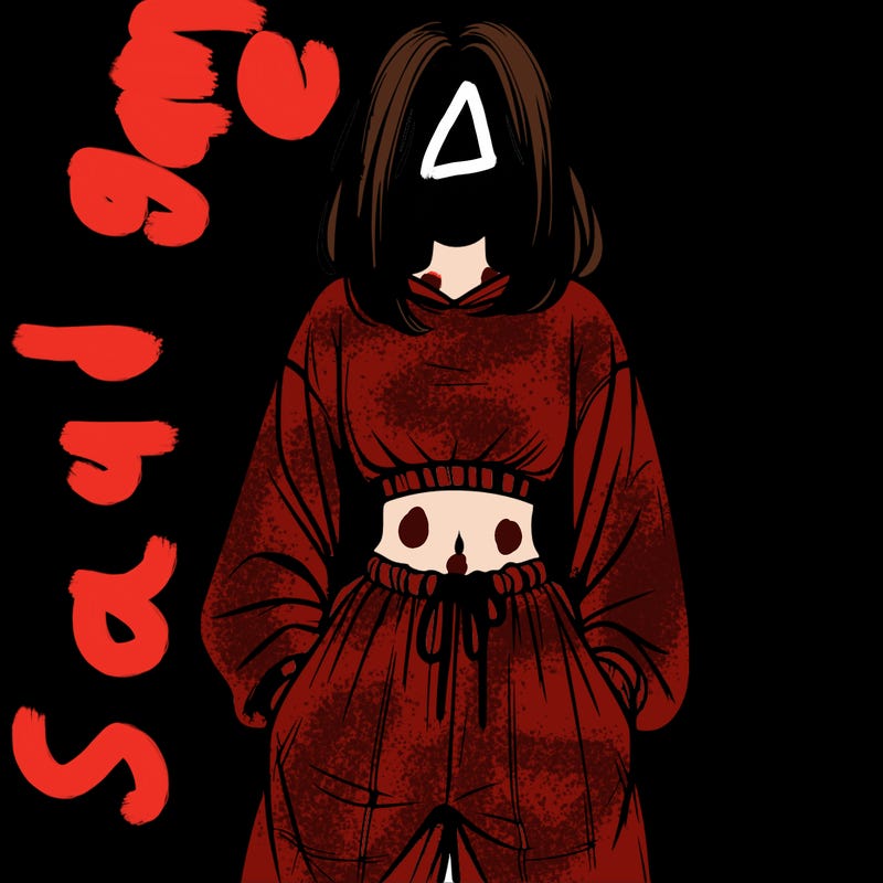 realistic girl faceless with baggy pants and a crop top