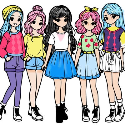 a group of five girls