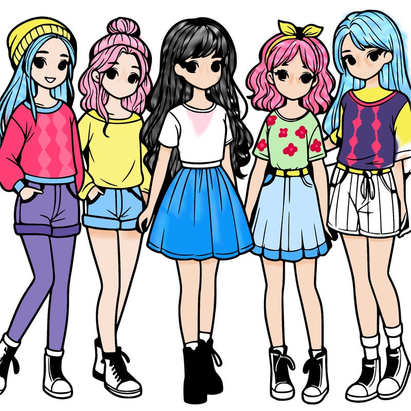 a group of five girls