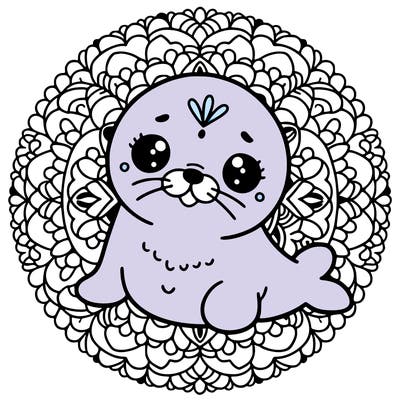 a cute baby seal mandala