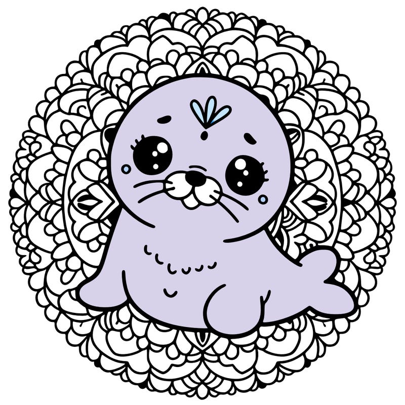 a cute baby seal mandala
