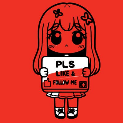 girl holding a sign that says pls like and follow me