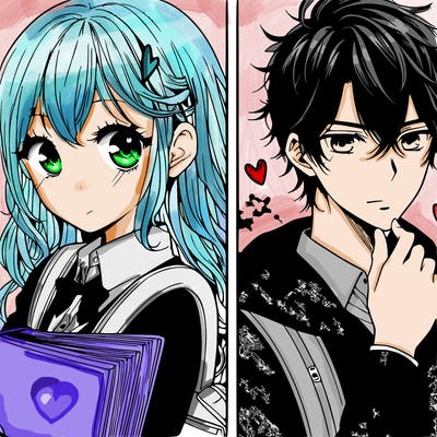 manga pages of a girl and boy romance