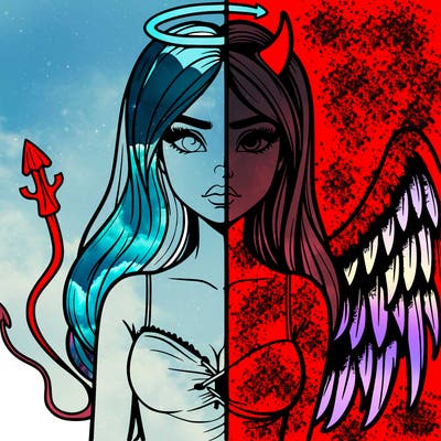 devil vs angel realistic girl