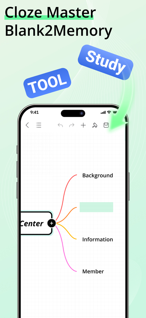 EdrawMind: AI Mind Map, Notes - EdrawMind App-Bildschirm zeigt eine Mindmap mit einer Lernfunktion für das Gedächtnis