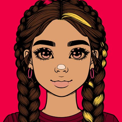 realistic girl with braids