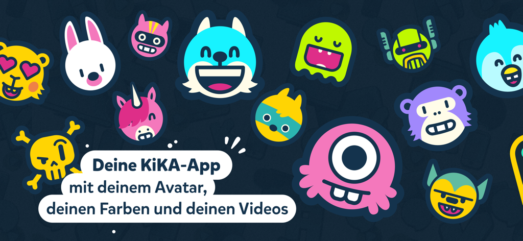 Eine Sammlung von bunten Cartoon-Charakter-Avataren für personalisierte Benutzerprofile in der KiKA-App.