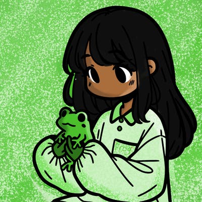 girl with long hair and a oversized shirt. and she is holding a frog