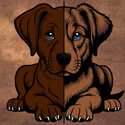 realistic dog split picture