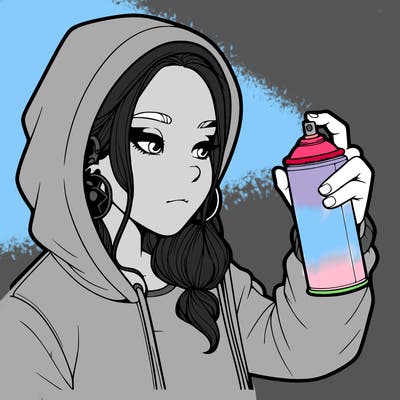 a realistic girl, spray painting
