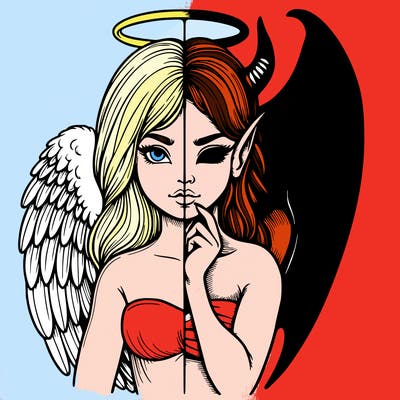 realistic angel half demon