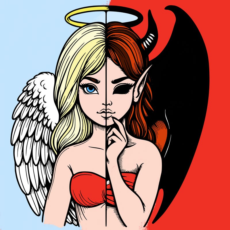 realistic angel half demon