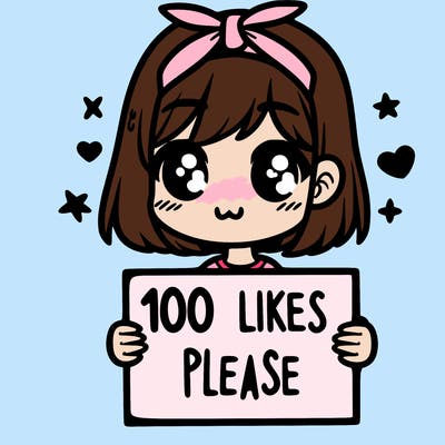 girl holding sign saying 100 likes please