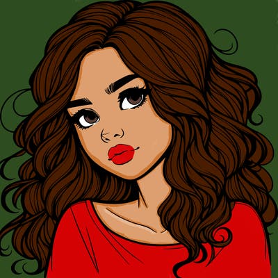 realistic girl with wavy hair on her hair