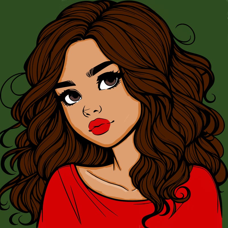 realistic girl with wavy hair on her hair