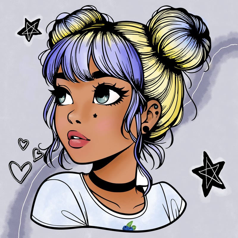 realistic girl with spacebuns