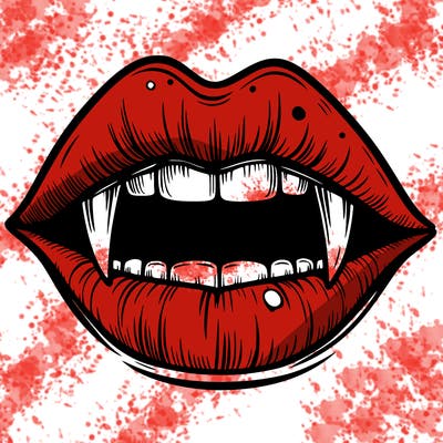 lips with vampire teeth
