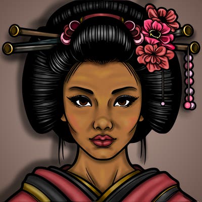 geisha in realistic style