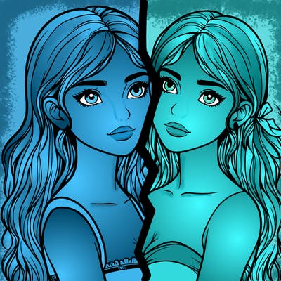 split realistic girl