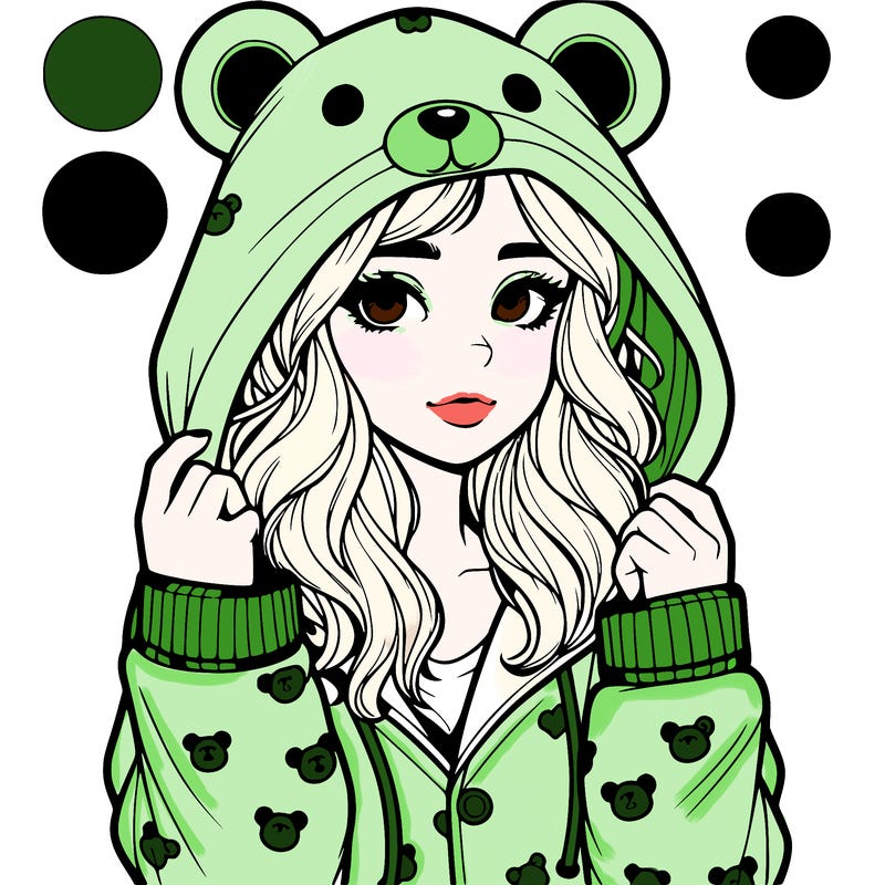 realistic girl in a animal pjs hoodie