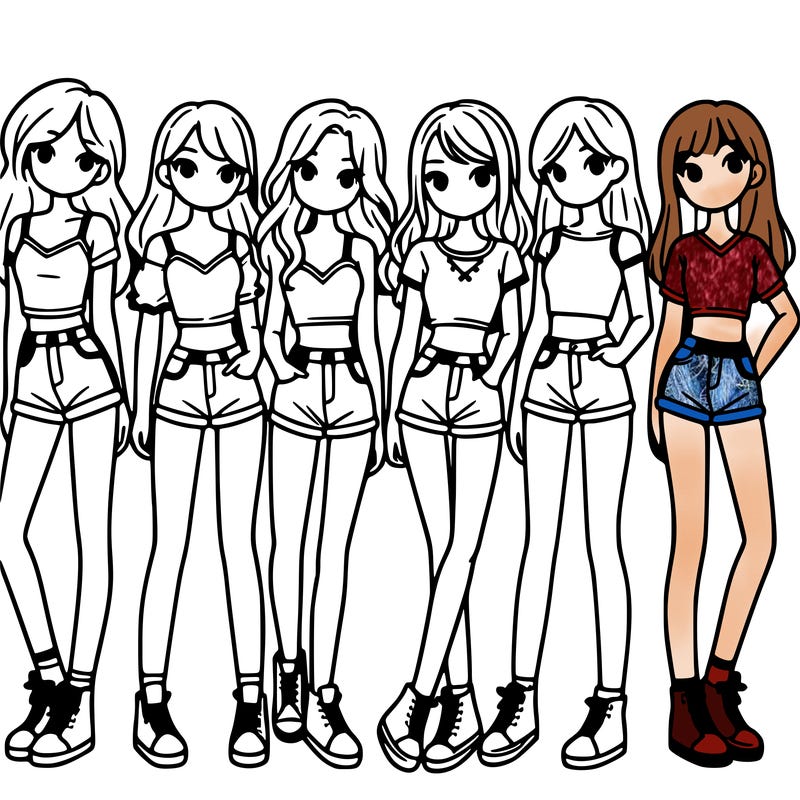 a group of girls wearing crop tops and shorts