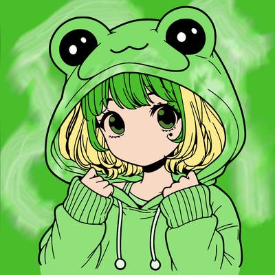a cute teenage girl wearing a frog hoodie