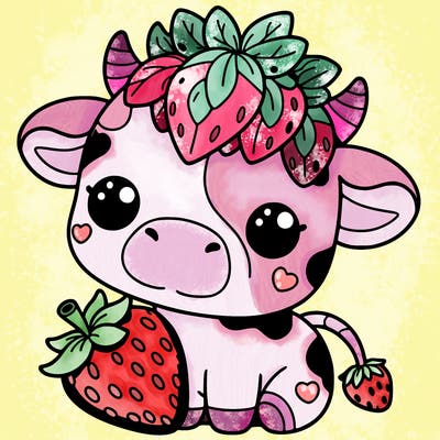 cute strawberry cow