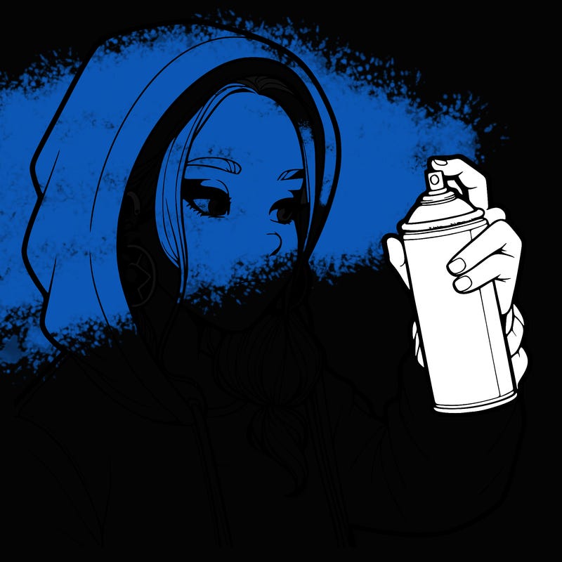 a realistic girl, spray painting