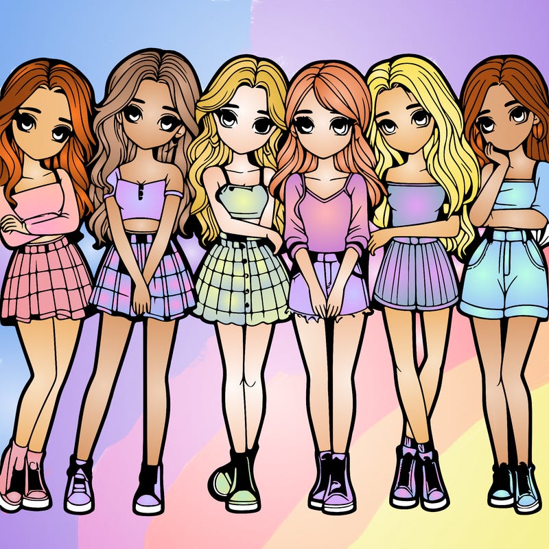 a group of girls realistic