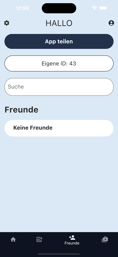 Sudoku Multiplayer - Écran des amis de l'application Sudoku Multijoueur montrant l'ID utilisateur et la barre de recherche pour ajouter des amis