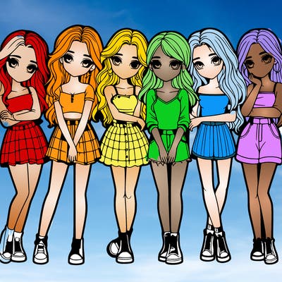 a group of girls realistic