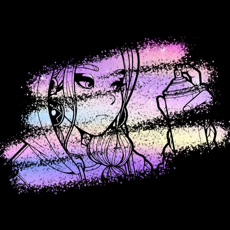 a realistic girl, spray painting