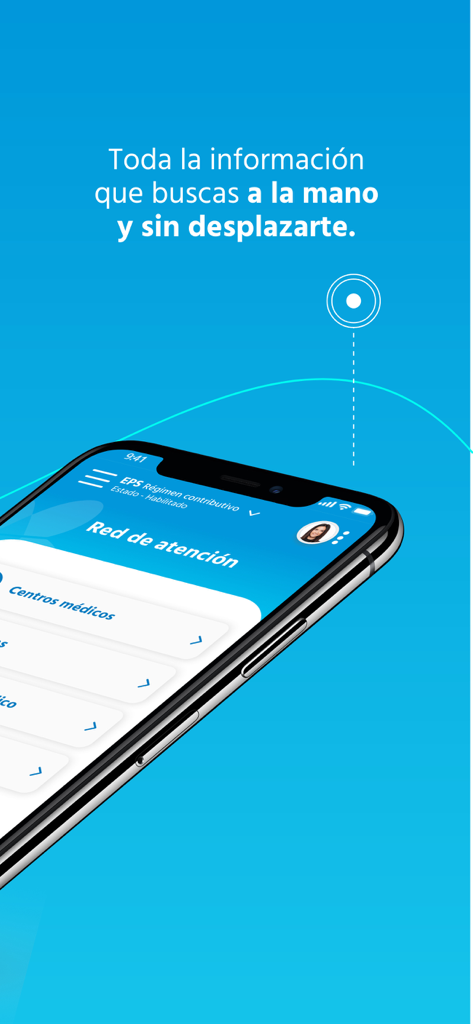 EPS Sanitas mobile app showing the care network screen with medical center options