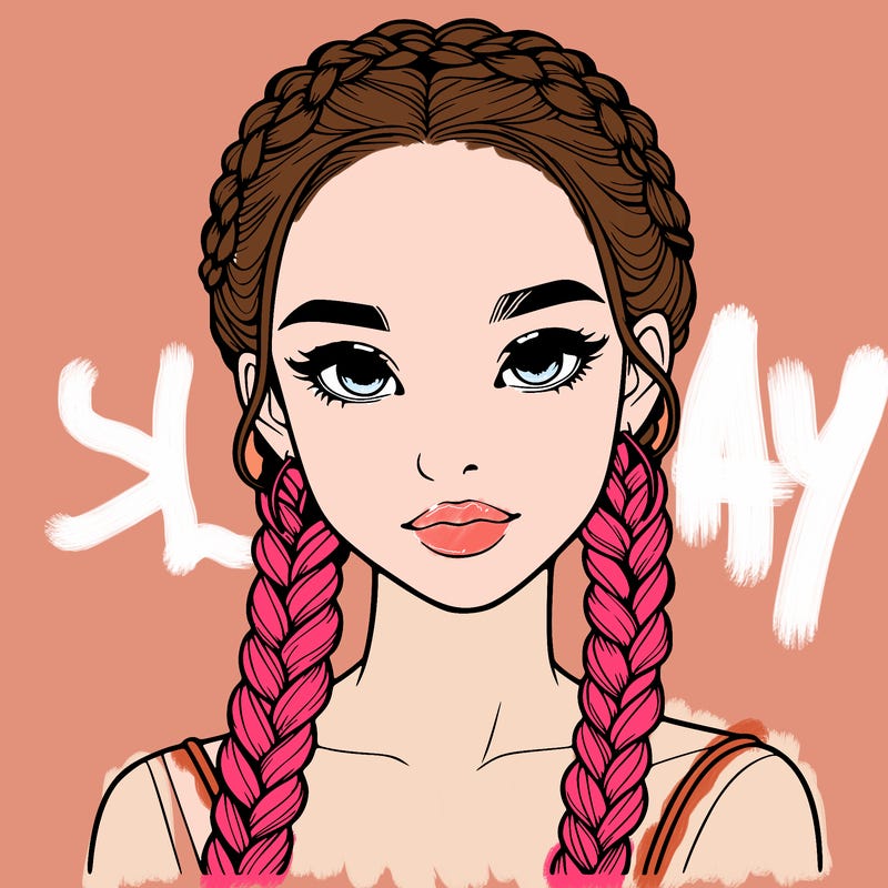 realistic girl with braids