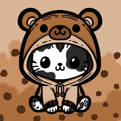 cat with a bear hoodie