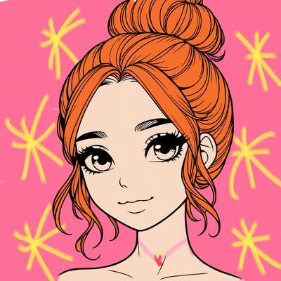 realistic pretty girl with hair in bun