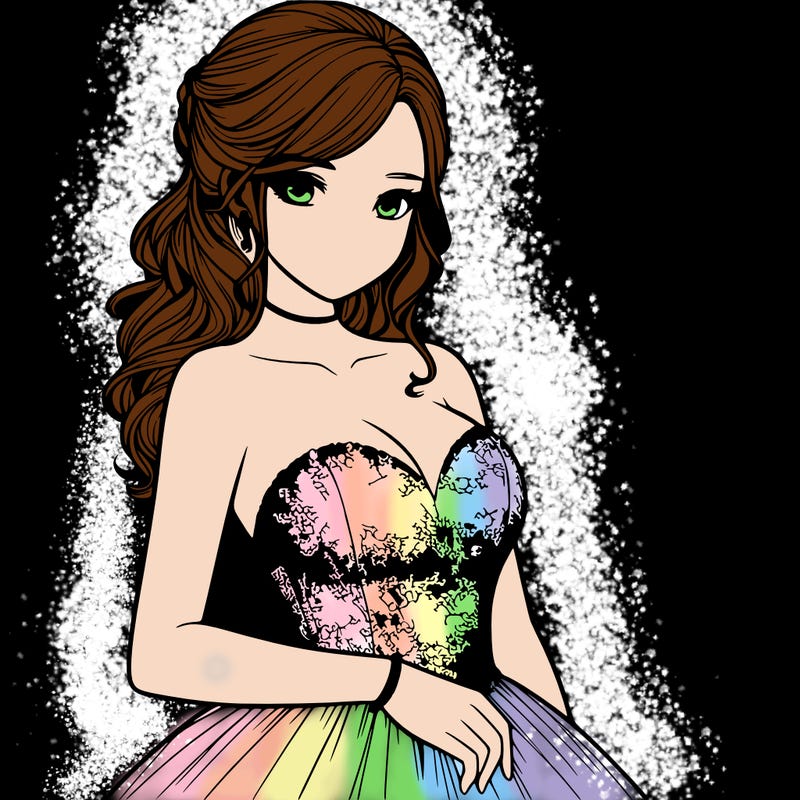 realistic girl in prom dress
