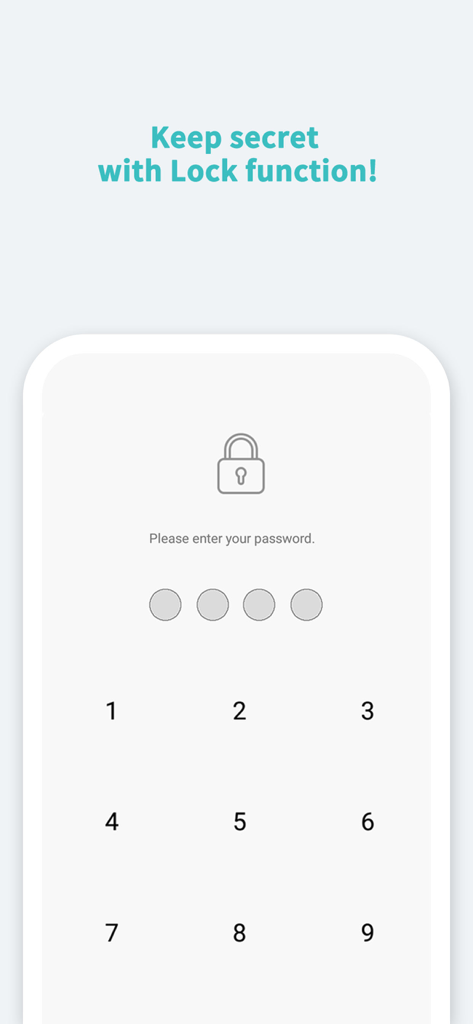 Couple Widget : Love Countdown - Security passcode entry screen for Couple Widget showing a numeric keypad and lock icon
