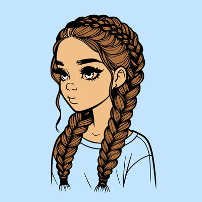 realistic girl with braids