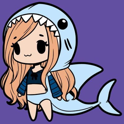 girl with shark outfit
