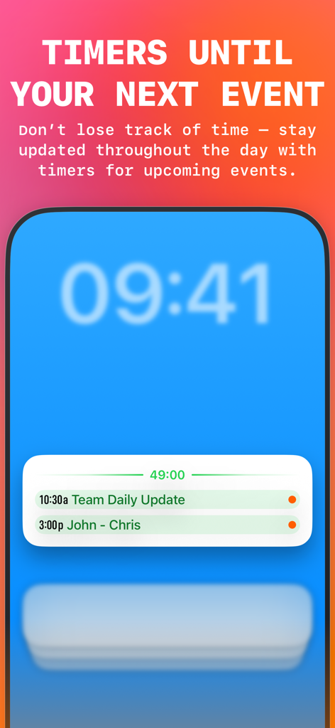 Today Planned App zeigt einen Countdown-Timer für bevorstehende Kalenderereignisse auf dem iPhone-Sperrbildschirm an