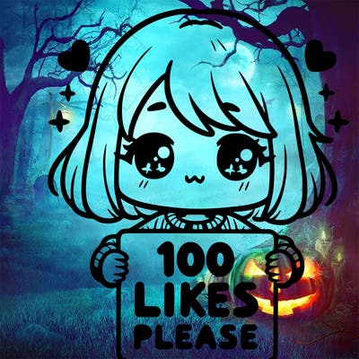 cute girl holding a sign saying 100 likes please