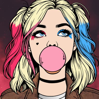 realististic girl blowing bubble -gum