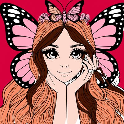 butterfly realistic girl
