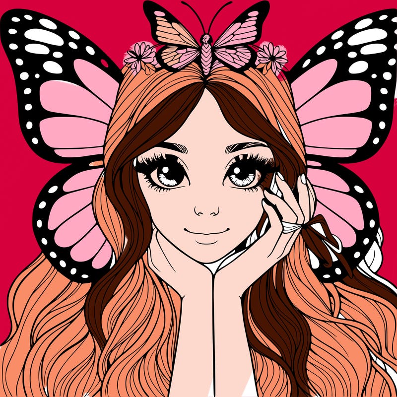 butterfly realistic girl
