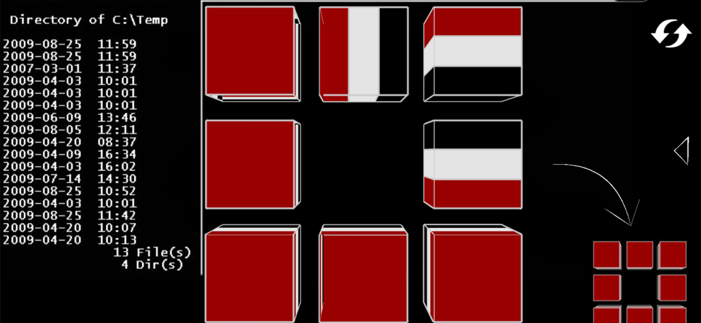 Un puzzle di hacking nel gioco d'avventura Evasione dal Carcere che mostra un terminale computer con una cartella file e un puzzle a griglia colorata