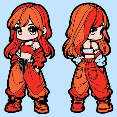 girl in crop top and baggy pants